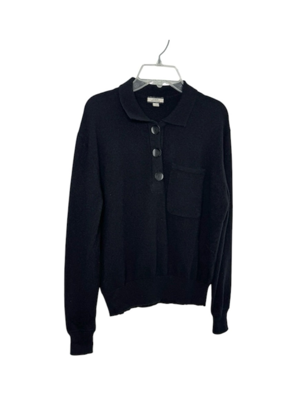 J. Crew Black Cashmere Collared Sweater Slightly Cropped Size XS